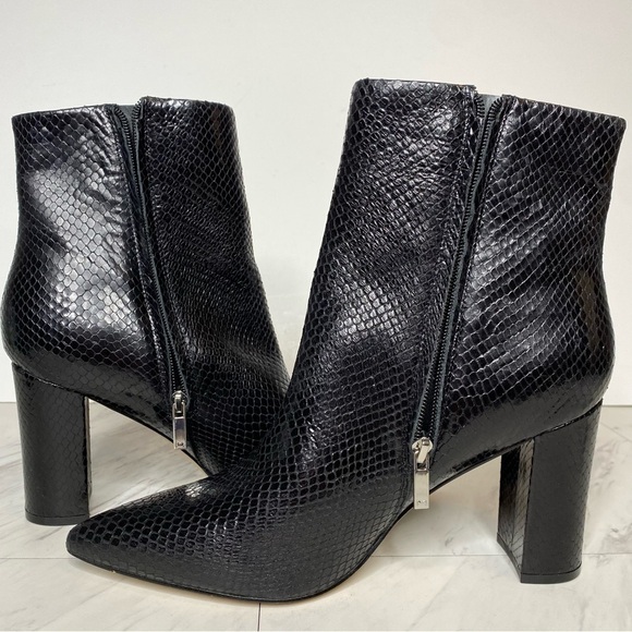 Marc Fisher Ulani Black Snake Print Leather Pointy Toe Bootie 11M - Picture 6 of 14